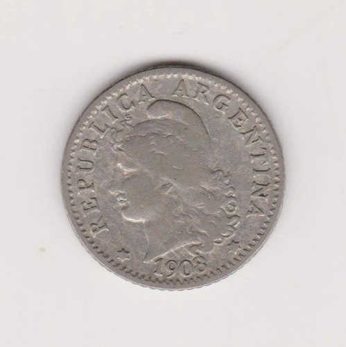 Moneda Argentina 5 Ctvs 1908 Janson 139  Muy Buena 0