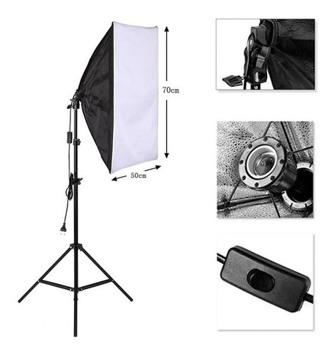Kit Soft Box Estúdio 50x70cm Suporte 1 Lâmpada Contínua E27 1