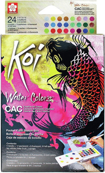 Acuarelas Pastillas Sakura Koi Metal Fluo Nacar Estuche X24 0