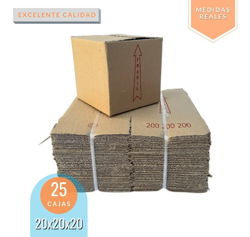 Caja Embalaje Mudanza 20x20x20 Reforzada X 25 0