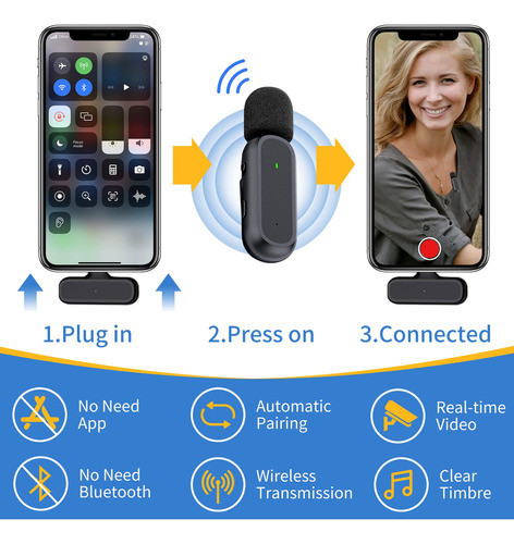 Pack De 2 Microfono Inalambrico Profesional Clip Plug-play 1
