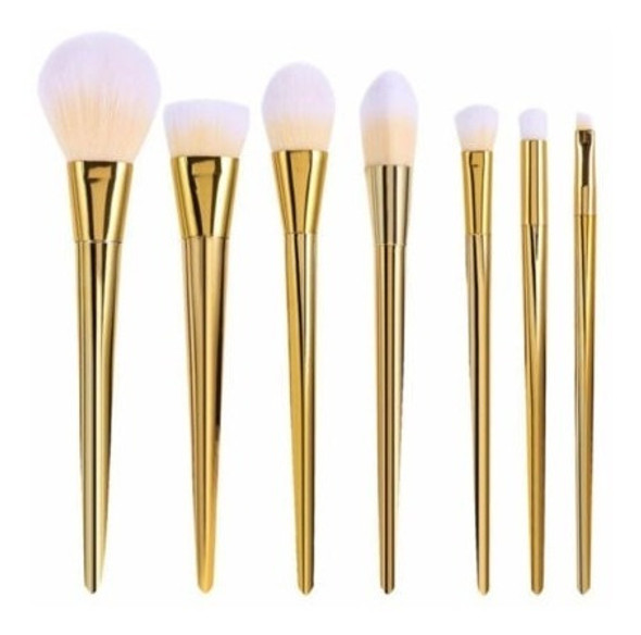 7 Unids / Set Gold Pro Cepillos De Maquillaje Polvo Base Cep 1