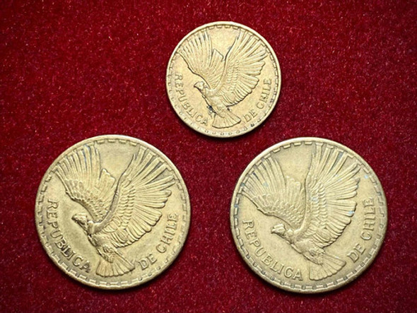 Lote X3 Monedas Chile Cóndor Distintos Años Miralas 0