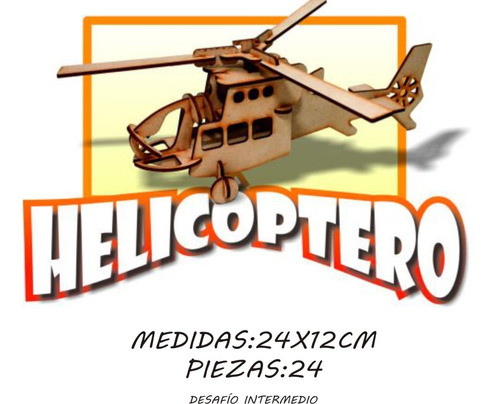 Maqueta Encastrable Helicóptero 30 Cm - Imaginarte Láser 1