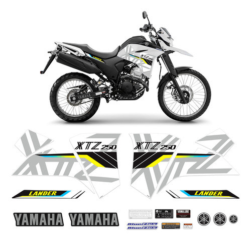Adesivos Lander Xtz 250 2020 Moto Branca + Emblemas Yamaha 0