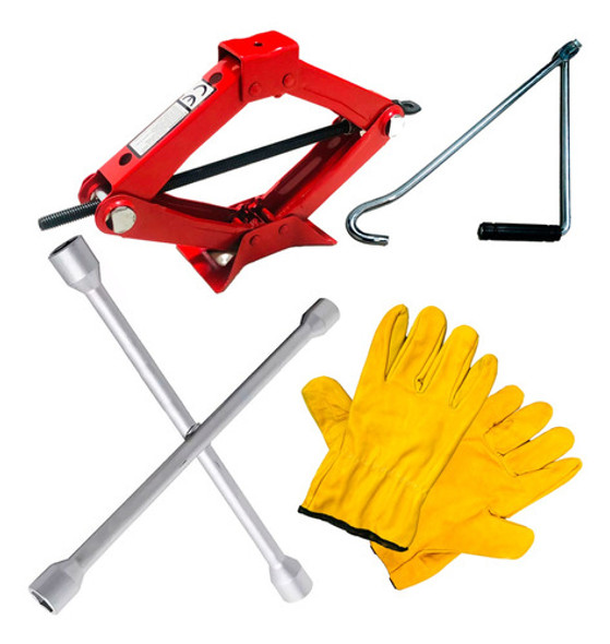 Juego Cricke Tijera 1 Tonelada Llave Rueda Reforzada 20 0