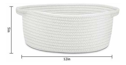 Cesta Tejida Pequeña De Cuerda Gris Almacenamiento Asas 1