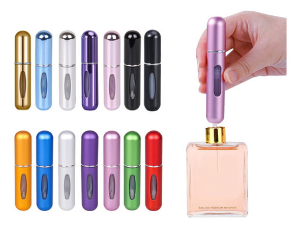 5 Mini Perfumeros Portatiles Recargable 8ml Variados Colores 0