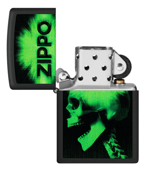 Encendedor Zippo Modelo 48485 Calavera Verde Original Gtía 1