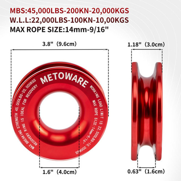Metoware Anillo De Recuperacion De 45,000 Libras De Polea De 1