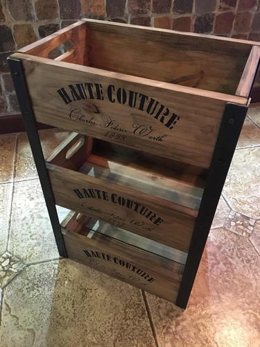 Organizador X 3 Cajones Madera Y Hierro Vintage 0