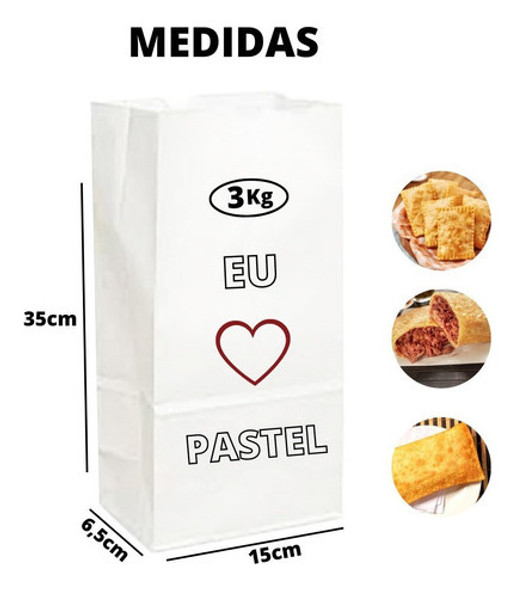 Saco Pastel Kraft Branco Pastelaria 3kg 1 Pct C/500 Un 1