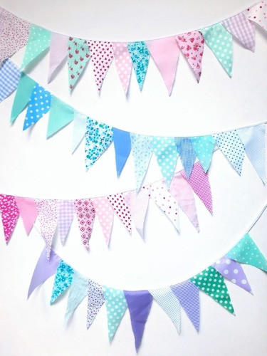 Banderines Tela Simple Estampadas. Arco Iris. Zig Zag. 0