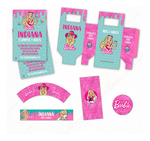 Barbie Kit Imprimible+ Props De Regalo ** Editable ** 0