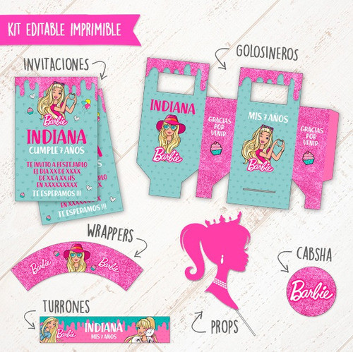 Barbie Kit Imprimible+ Props De Regalo ** Editable ** 1