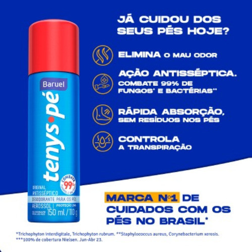 Talco Para Os Pés Tenys Pé Baruel Original E Woman 100g Cada 1