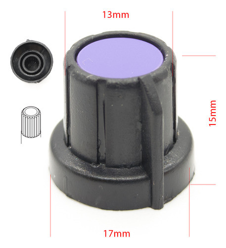 2 Perillas Potenciometro Violeta 17mm X 14mm Eje Estriado 1