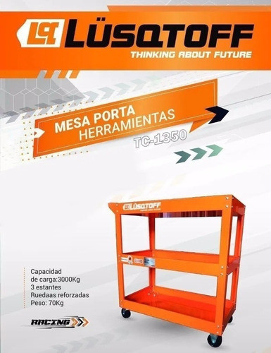 Mesa Carro Porta Herramientas Ruedas Taller 3 Estantes 1
