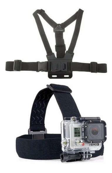 Suporte Gopro Kit 2 Em 1 Peitoral + Suporte Cabeça Capacete 0