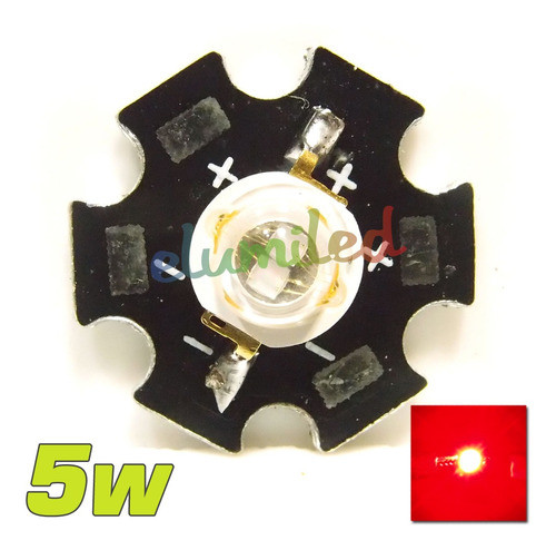 4 Led Estrella 5w Rojo 620-630nm Con Pre-disipador 1