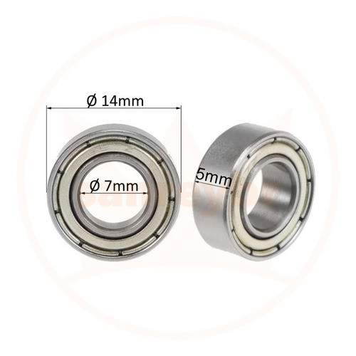 Kit 2 Rolamentos 687zz Ø7mm X Ø14mm X 5mm Micro Rolamento 1