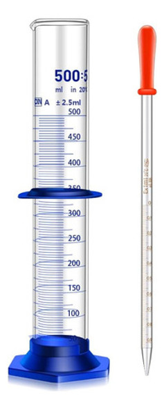 Probeta Vidrio Borosilicato 500ml + Gotero De Vidrio 0