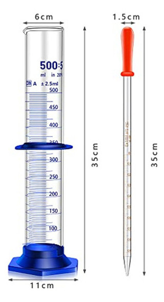 Probeta Vidrio Borosilicato 500ml + Gotero De Vidrio 1