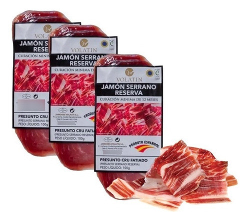 Jamón Presunto Serrano Fatiado Volatin 100g - Kit Com 3 Un 0