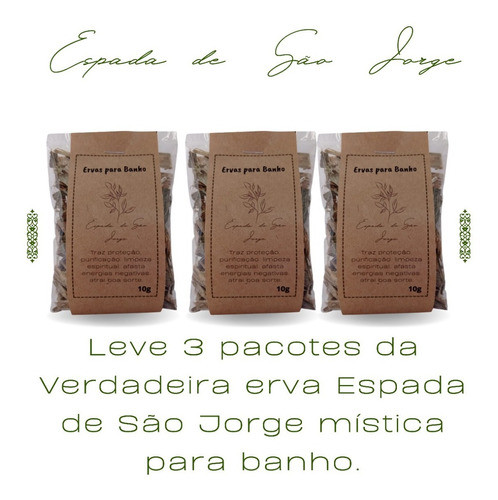 3 Pacotes Ervas Para Banho | Espada De São Jorge | Defumação 1