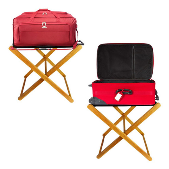 Suporte De Malas Madeira Para Pousada Hotel Dobrável Maleiro 1