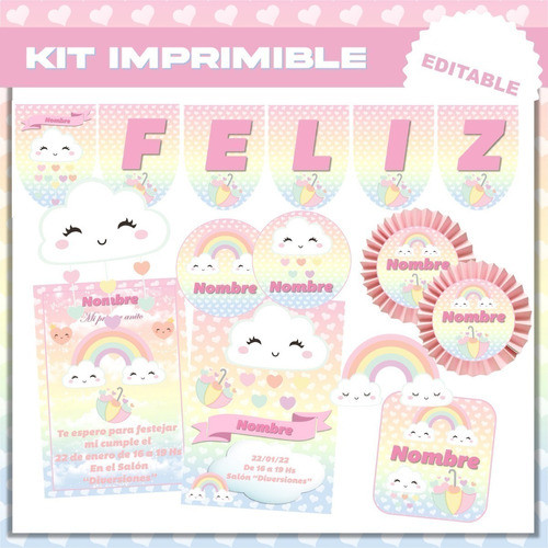 Kit Imprimible Lluvia De Amor Nubecita Editable Deco Y Candy 0