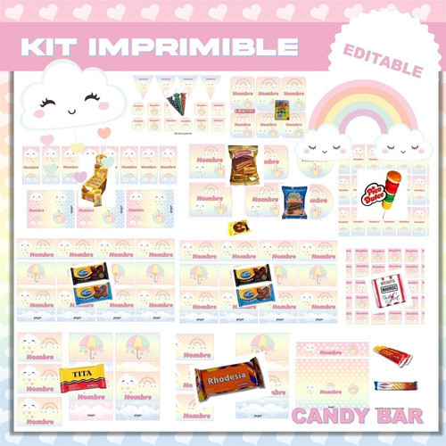 Kit Imprimible Lluvia De Amor Nubecita Editable Deco Y Candy 1