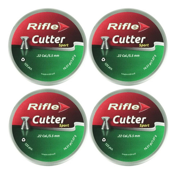 4x Chumbinho 5.5mm 125un. Rifle Cutter 16.51gr 0