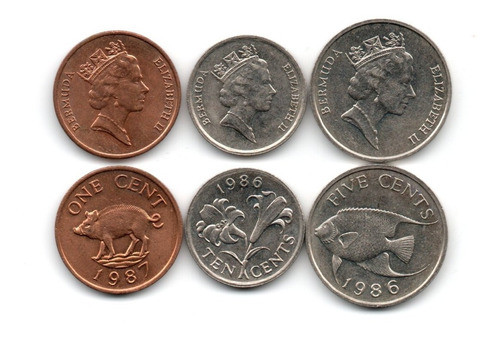 Bermuda Lote 3 Monedas 1, 5 Y 10 Cents Dec 80 Islas Bermudas 0