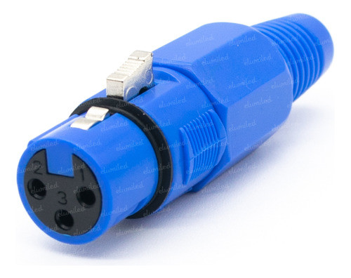10 Conectores Xlr Canon Hembra 3 Pines Plastico Azul Dmx Mic 0