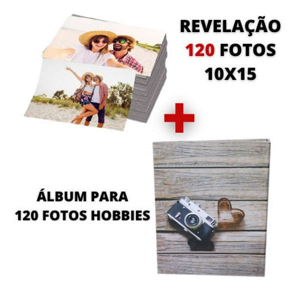Kit 120 Revelação + Album 120 Fotos 10x15 Hobbies 104/09 0