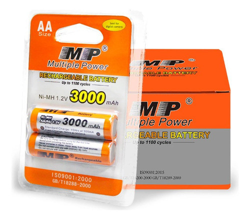 Pilas Mp Pack X 2 Aa Recargable Doble A 3000 Mah 0