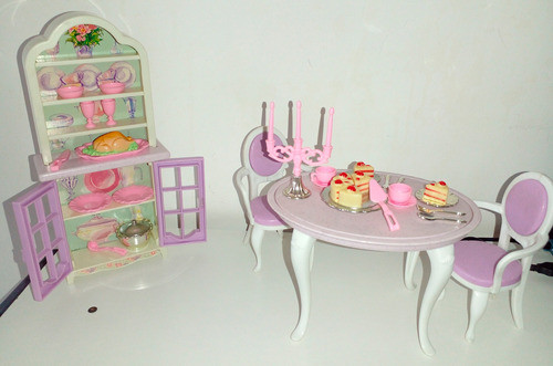 Set Muebles Barbie Comedor Comida Accesorios Juguete 0