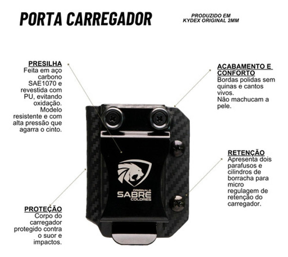 Porta Carregador Glock .380 .40 9mm Original Sabre Coldres 1