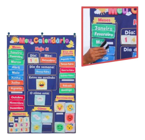 Quadro Educativo Calendário Infantil Interativo Divertido 1