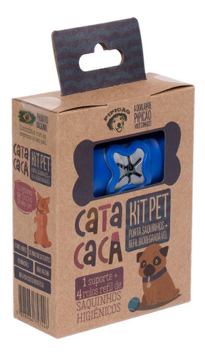 Kit Porta Saquinho Ossinho Azul Com 80 Saquinhos Cata Caca 1