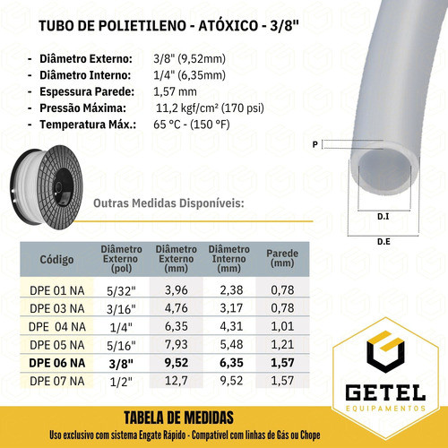 Engate Rapido Dmfit - Tubo Polietileno Atóxico Natural 3/8 1