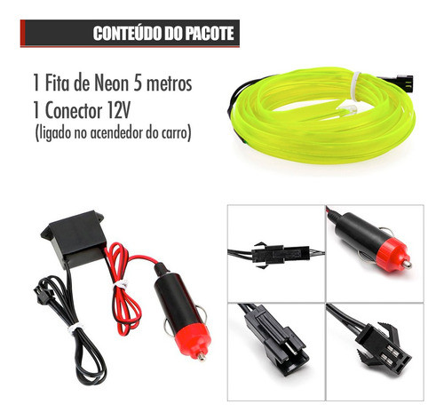 Fita Led Painel New Beetle 2003 Luz Interna 5m Verde Limão 1