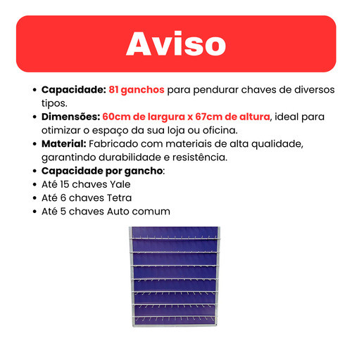 Painel De Chaves Com 81 Ganchos 1