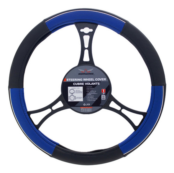 Cubre Volante 38cm Negro Y Azul 0
