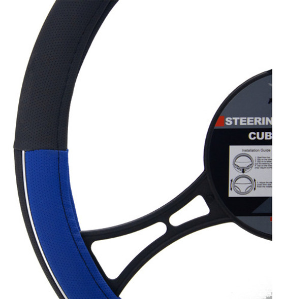 Cubre Volante 38cm Negro Y Azul 1