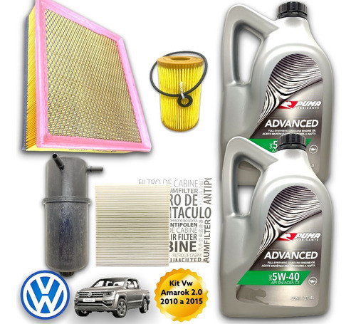 Kit Service 4 Filtros Amarok 2.0 2010 A 2015 + Aceite 5w40 0