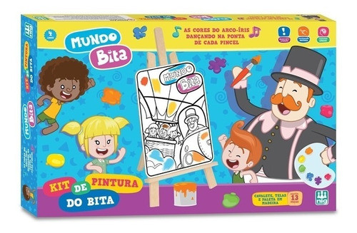 Mundo Bita Pintura Infantil C/ Mini Cavalete +tintas+4 Telas 0