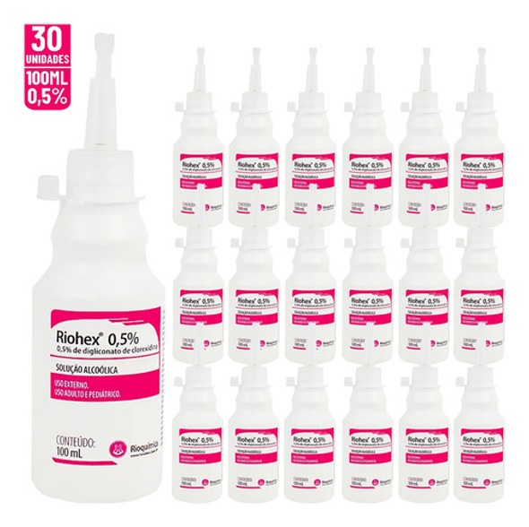 Clorexidina Riohex 0,5% Solução Alcoólica 100ml 30 Unidades 1