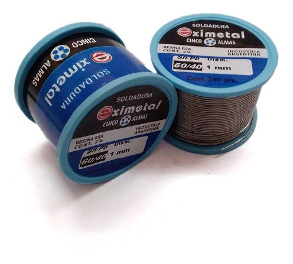 Estaño Eximetal 1mm 60/40 Soldadura Electronica Rollo 1/4 Kg 1